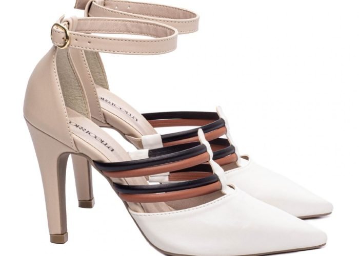 Sandália Scarpin Madrinha Bege Sapato Salto AVS 66082I