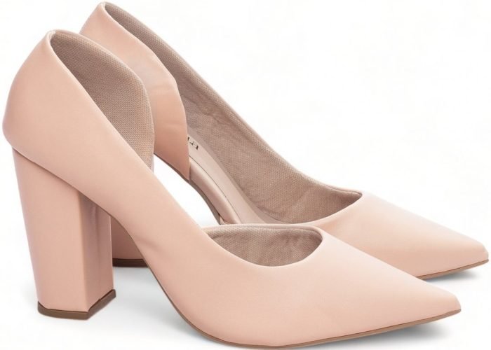Sapato Scarpin Abertura Lateral Salto Alto Rose Grosso 65-05C