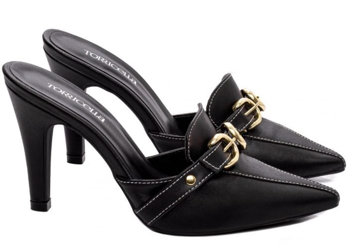 Sapato Scarpin Mule Salto Alto Fino Preto AVS 67055A