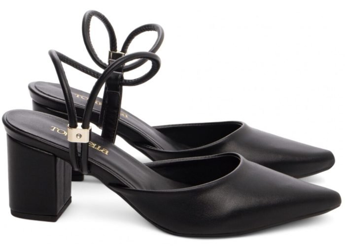 Sapato Scarpin Saltinho Baixo Bico Fino Preto Torricella AVS 600.06A