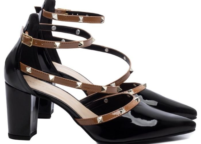 Sapato Scarpin Salto Fivela Pirâmides Torricella AVS 8000-06B_AR