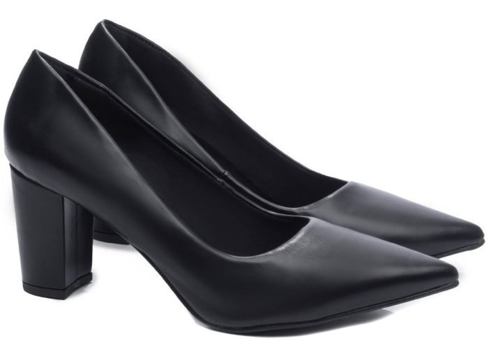 Sapato Scarpin Salto Grosso Napa Preto Torricella AVS 8000-02F_AR